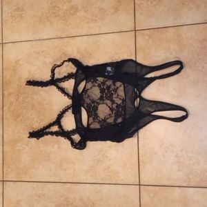 Worn, Sexy, Black, Lace, Crotchless, and Cupless, One Piece Lingerie